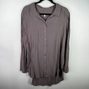 Brown button down loose fit fit tunic blouse‎ size medium